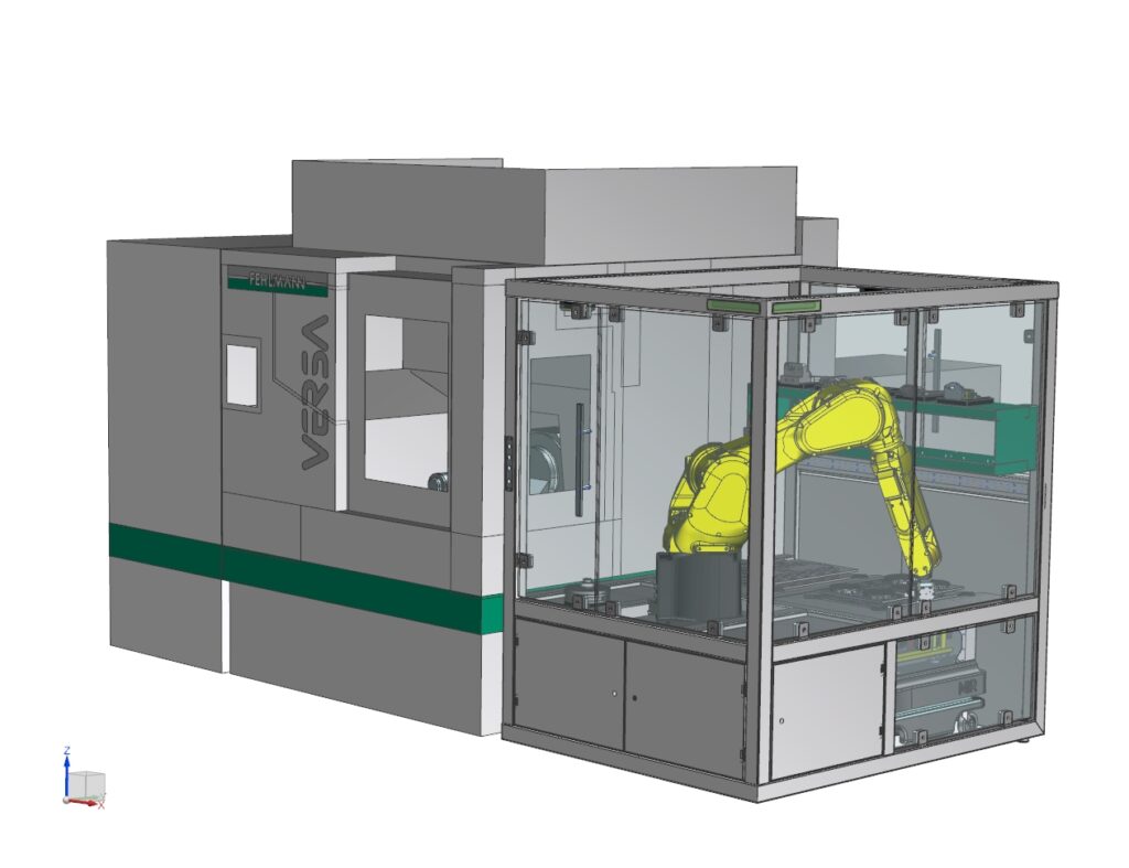 Robotcel met twee Fehlmann Versa 645 freesmachines